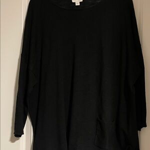 JJILL Black Linen/ Cotton Knit Top